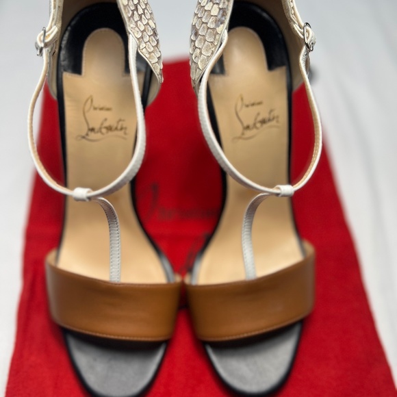 CHRISTIAN LOUBOUTIN Never Worn Python T-Strap Heels Pristine Condition NWOT - Picture 2 of 10